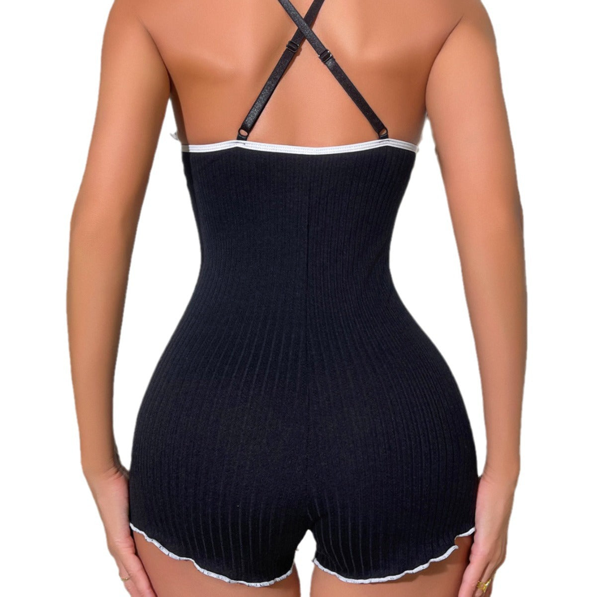 Sexy V-neck seductive bow jumpsuit