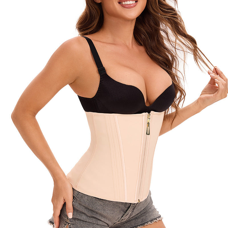 Latex outer zipper waistband