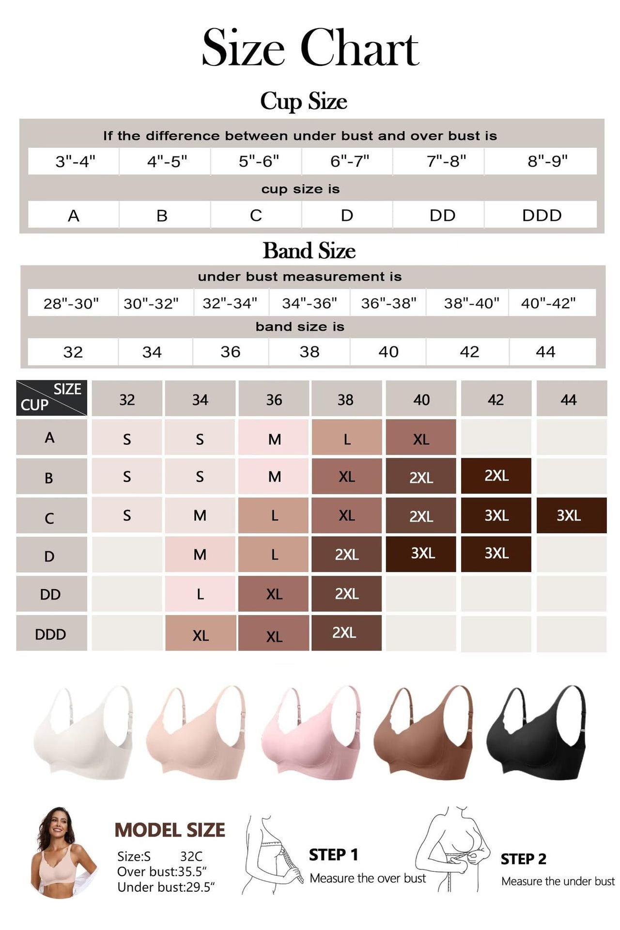 Large size seamless push-up bra