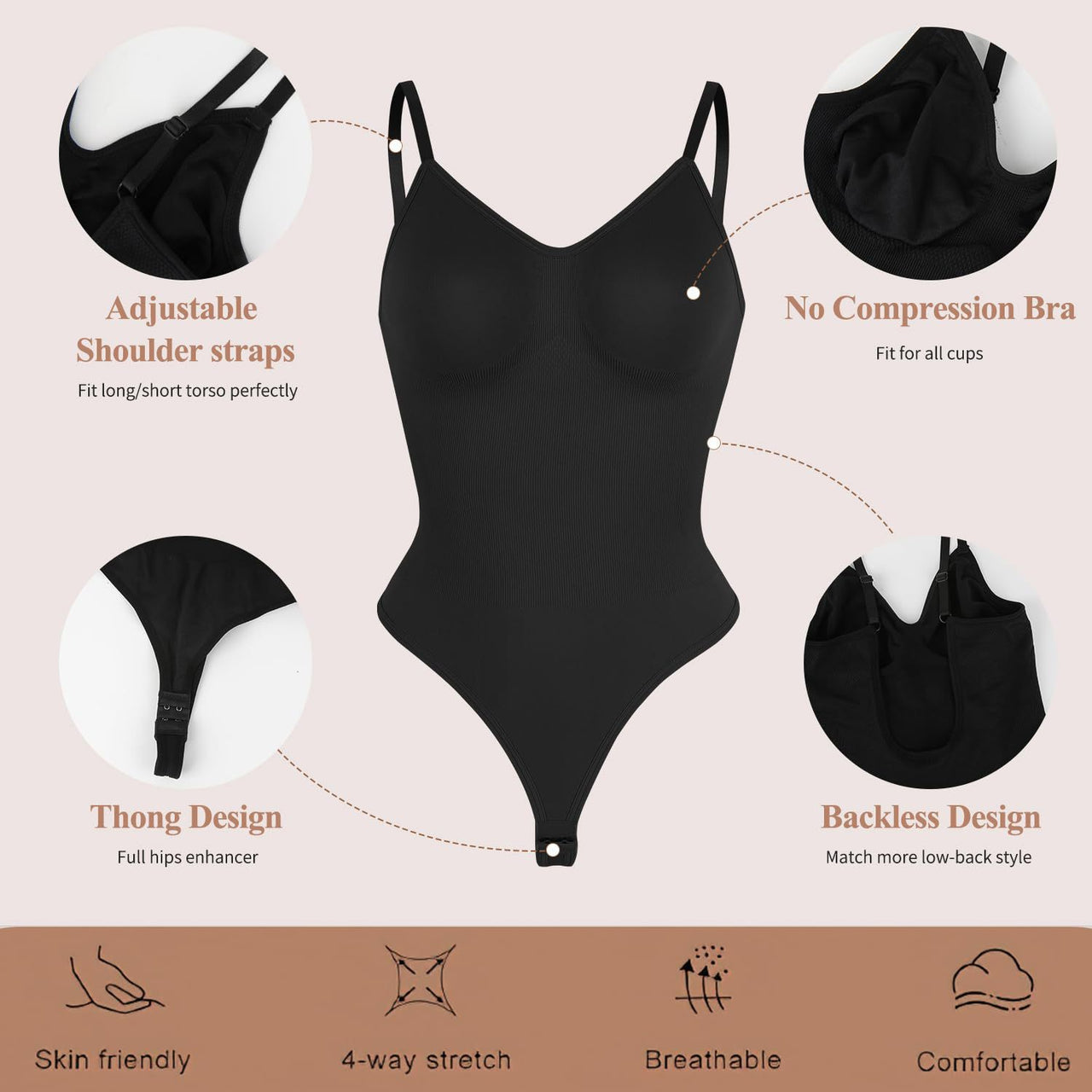 Large size T-string body shaper