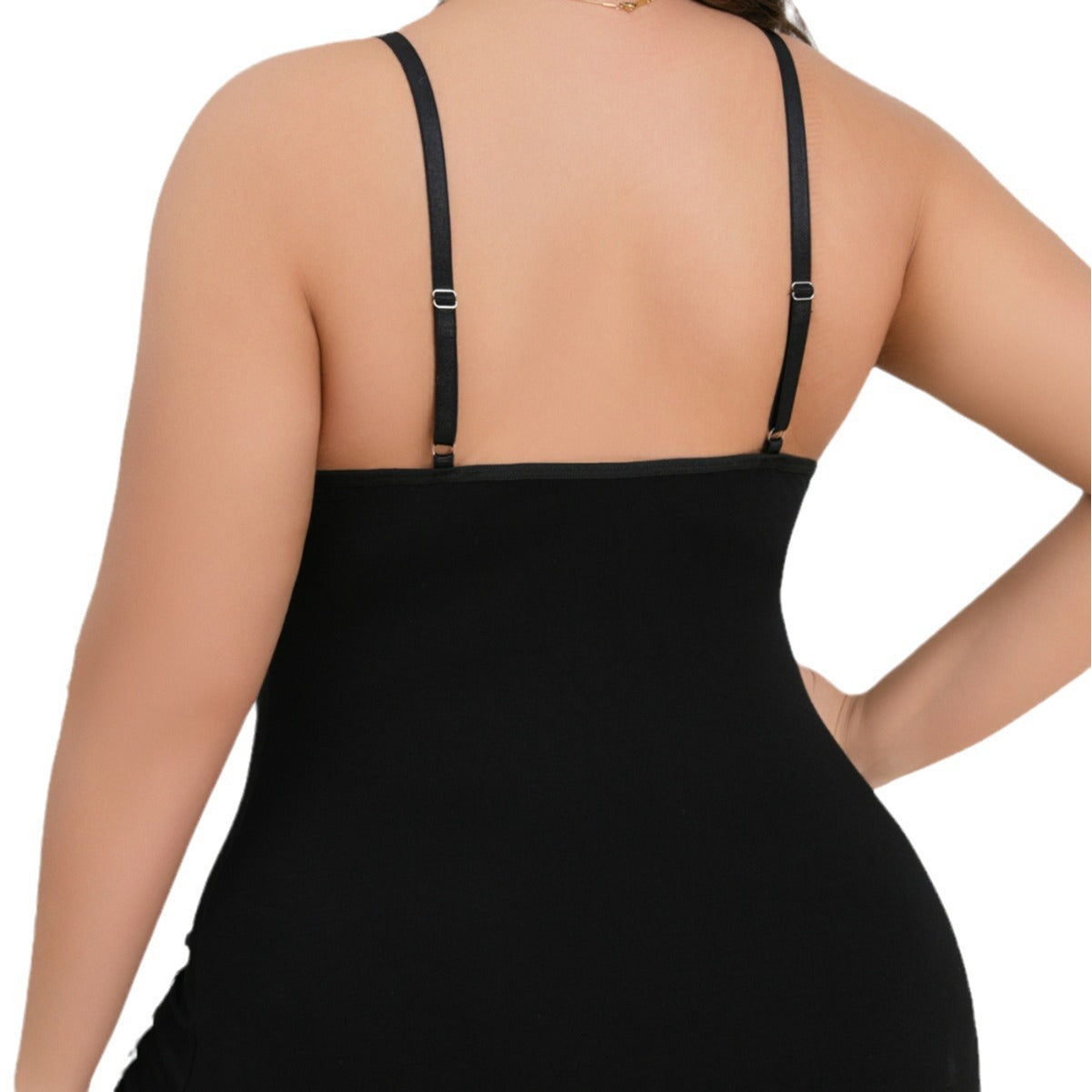 Plus-size lace slit suspender skirt