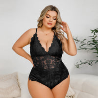 Thumbnail for French lace halterneck crotchless one-piece bra