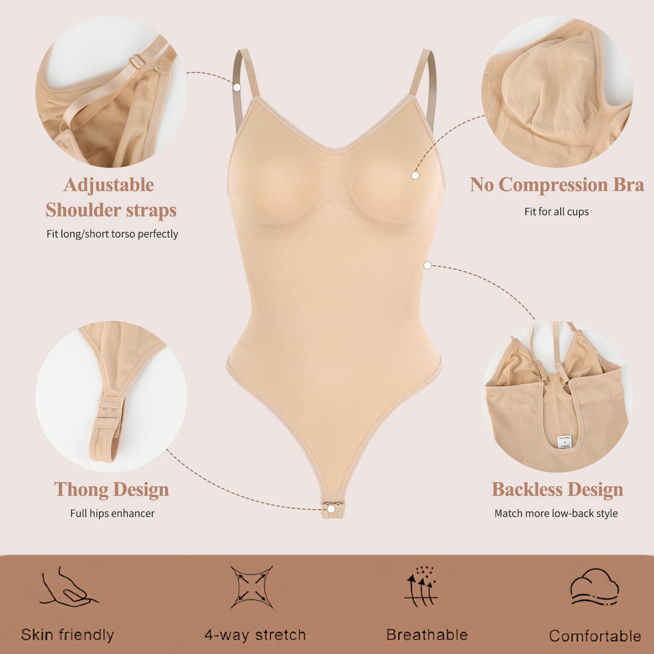 Large size T-string body shaper