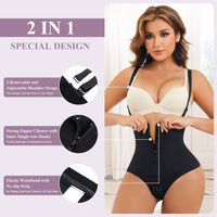 Thumbnail for Zippered double tummy-control briefs with hip lift and open crotch