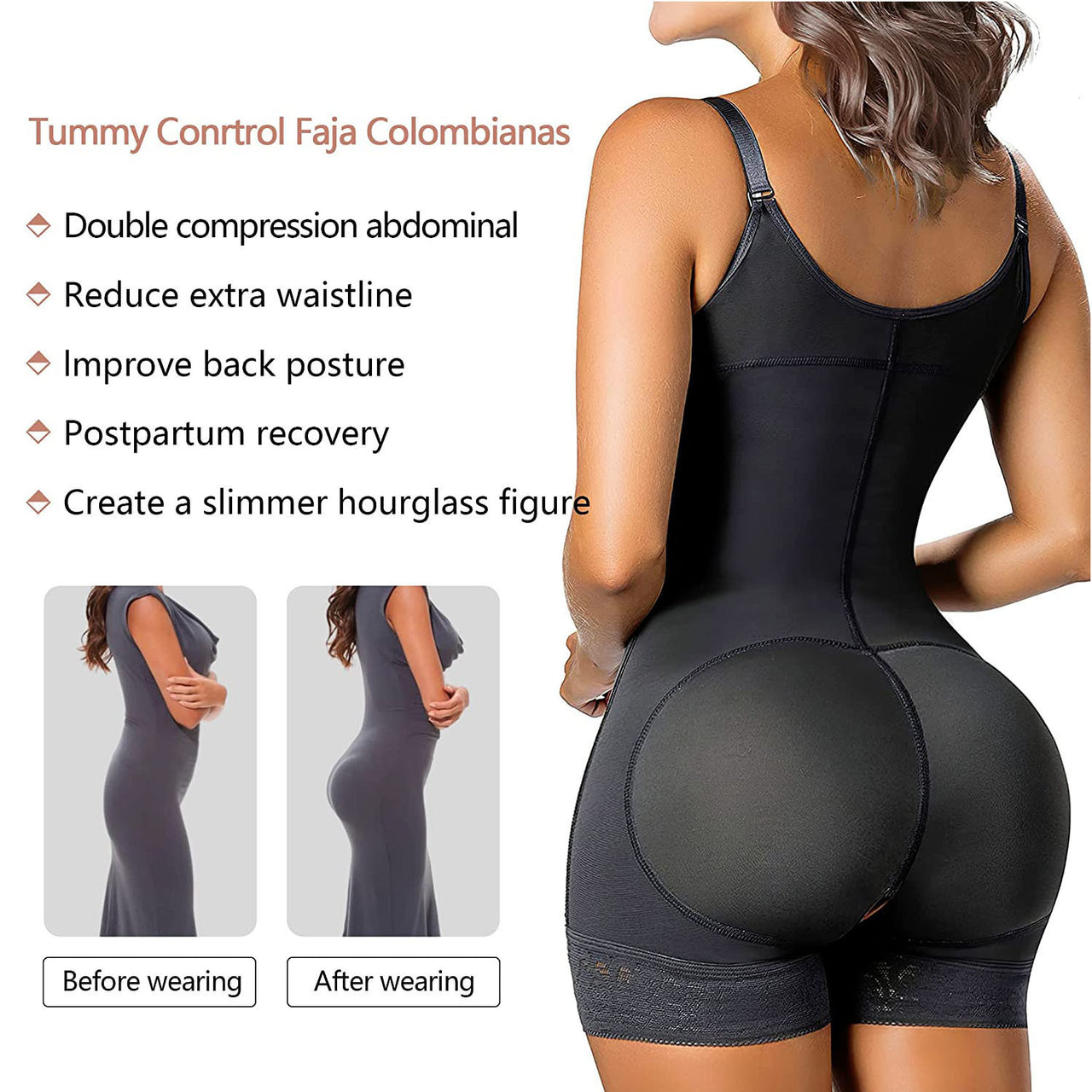 Postpartum body shaping and tummy control four-breasted body shaping garment