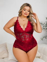 Thumbnail for French lace halterneck crotchless one-piece bra