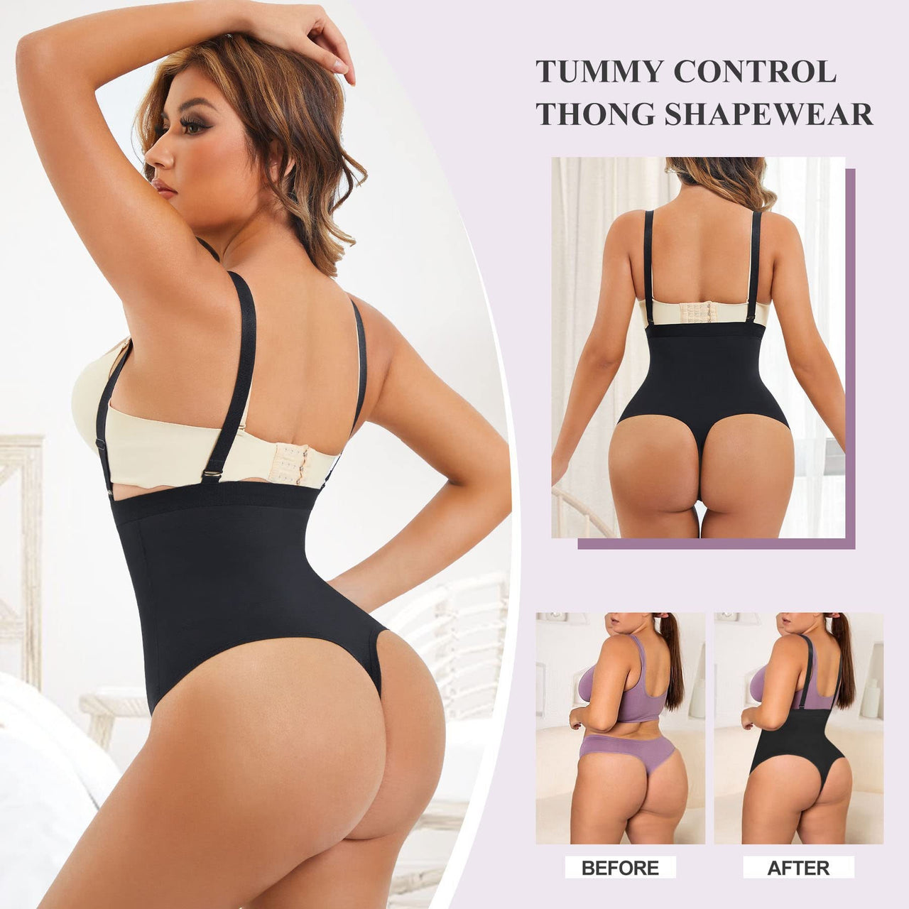 Zippered double tummy-control briefs with hip lift and open crotch