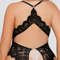Thumbnail for Faka Luxe French lace halterneck crotchless one-piece bra