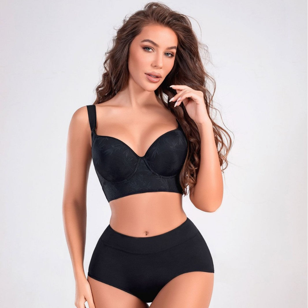 Push-up and side-breasted adjustable underwire bra