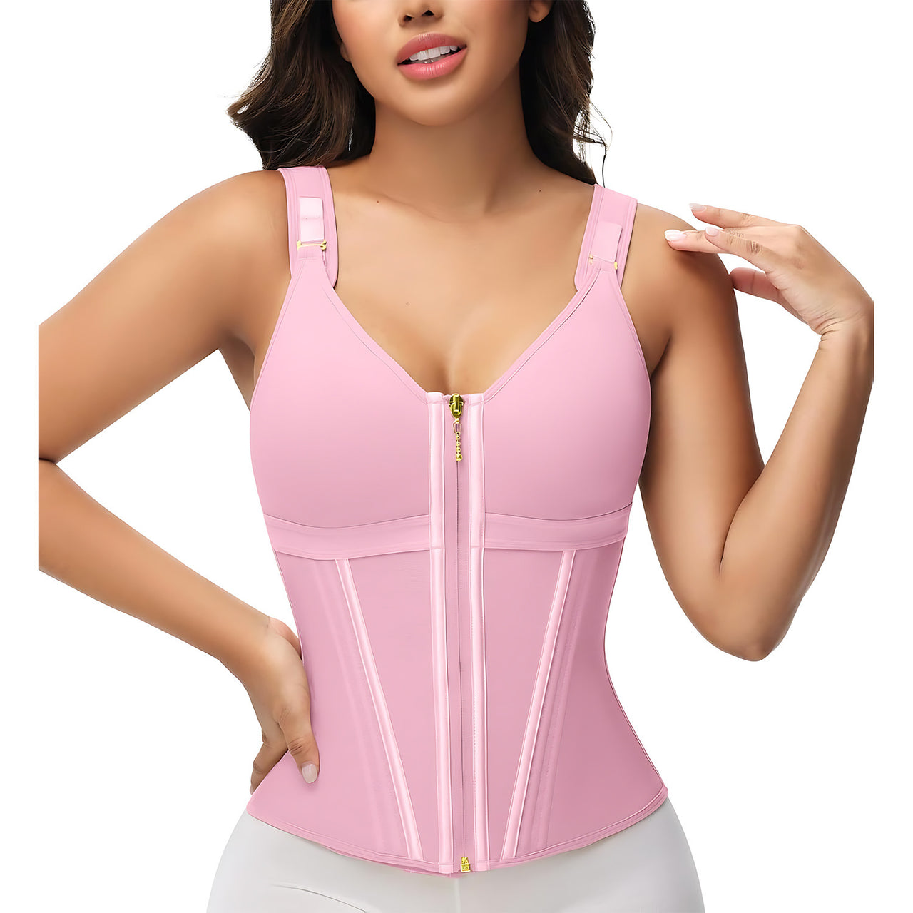 Body shaping vest top with bra