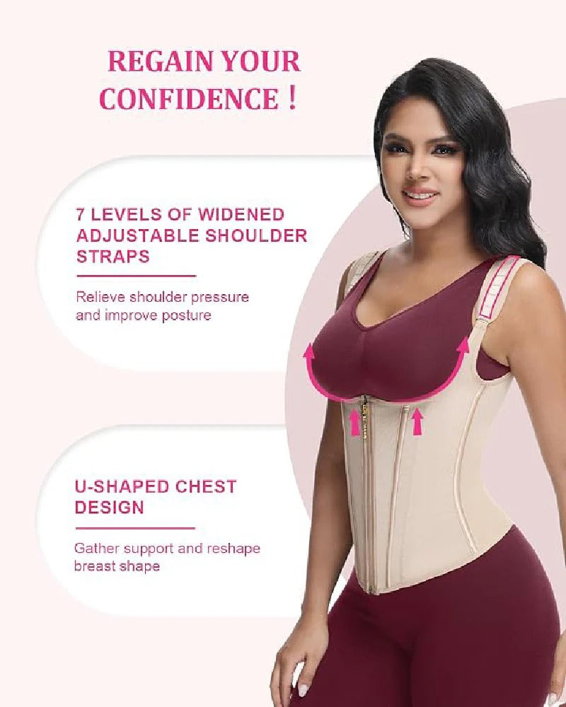 Double-layer steel-boned tight waist shaping top