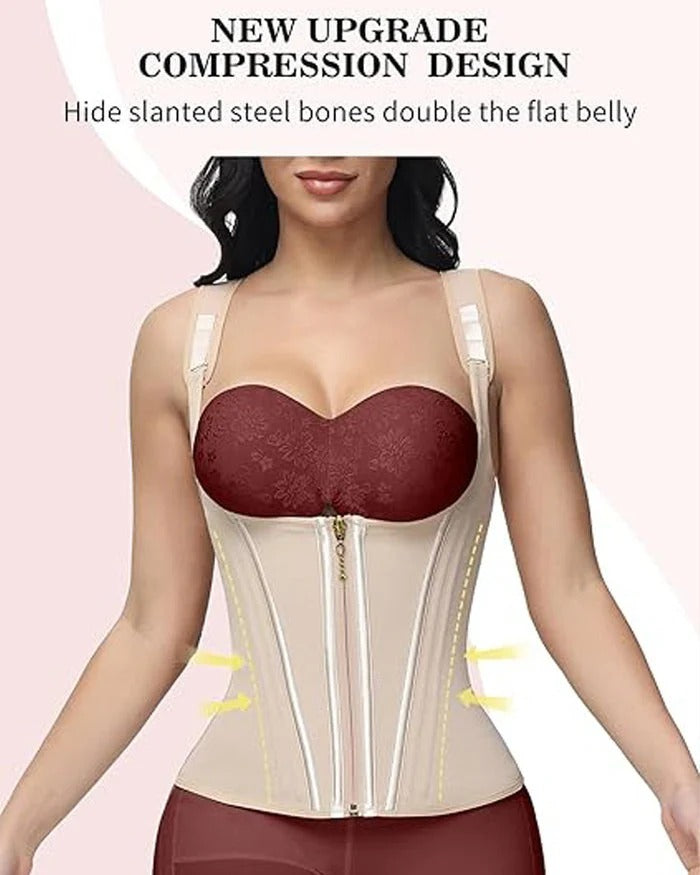 Double-layer steel-boned tight waist shaping top