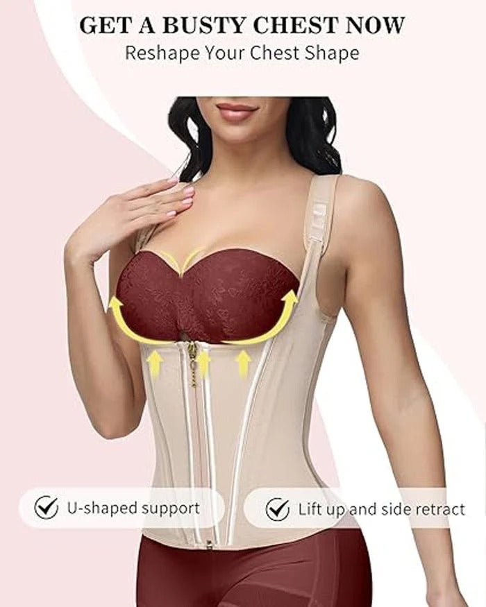 Double-layer steel-boned tight waist shaping top