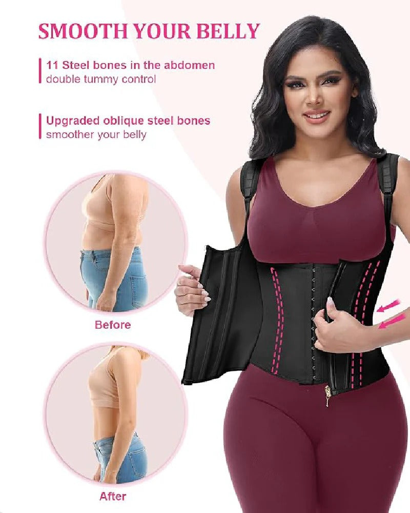 Double-layer steel-boned tight waist shaping top