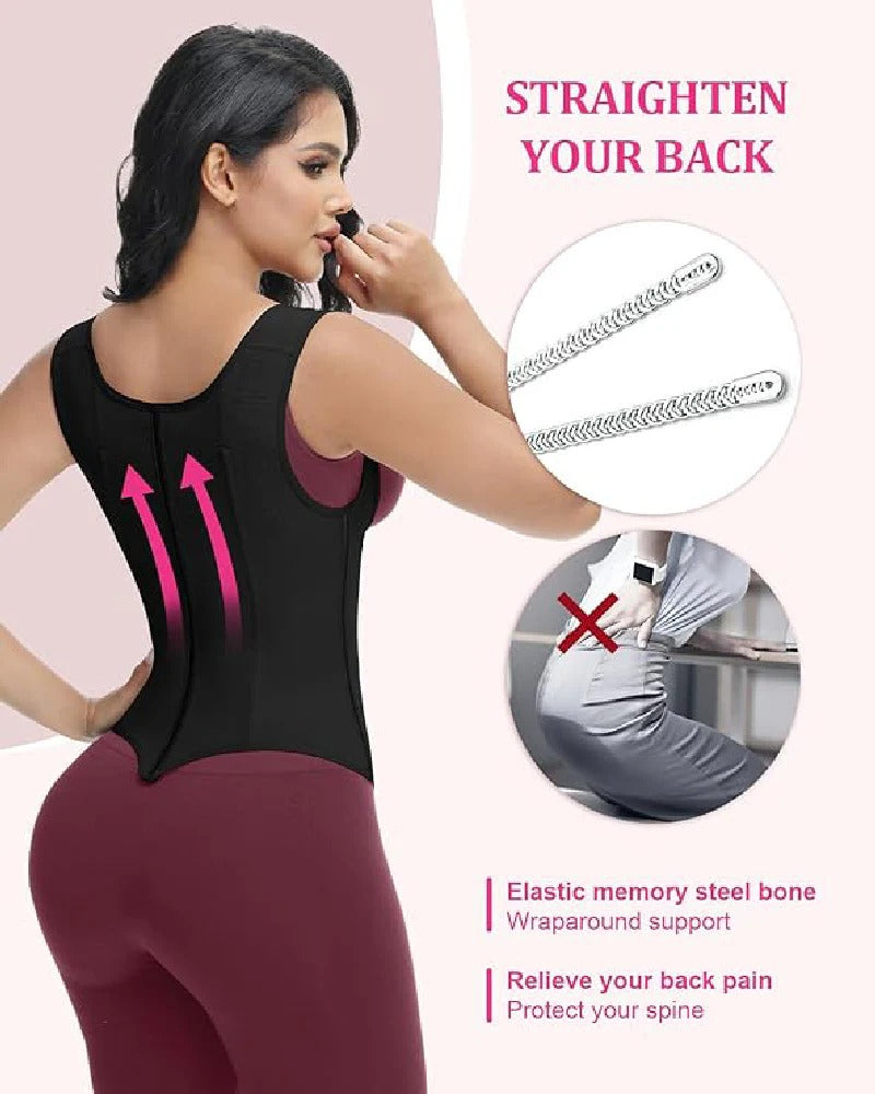 Double-layer steel-boned tight waist shaping top