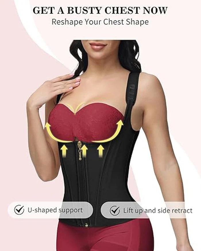 Double-layer steel-boned tight waist shaping top