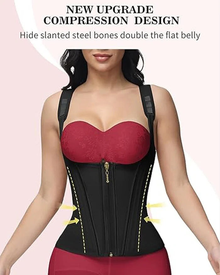 Double-layer steel-boned tight waist shaping top