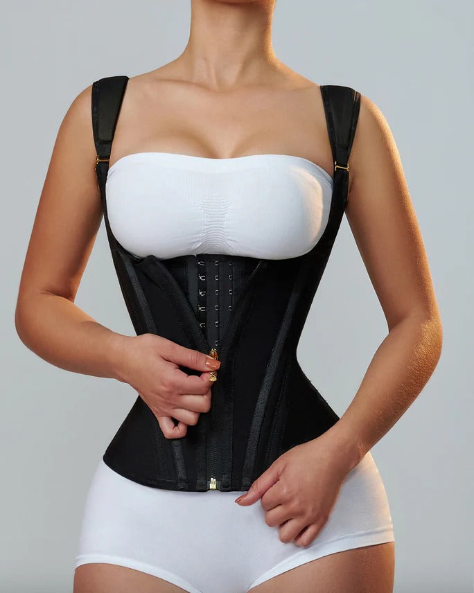 Double-layer steel-boned tight waist shaping top
