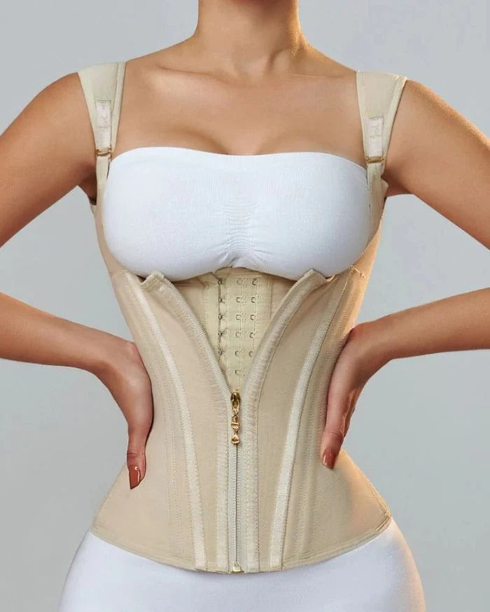 Double-layer steel-boned tight waist shaping top