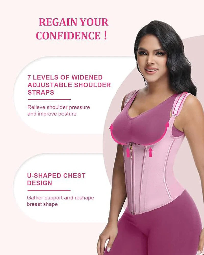 Double-layer steel-boned tight waist shaping top