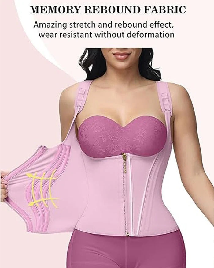 Double-layer steel-boned tight waist shaping top