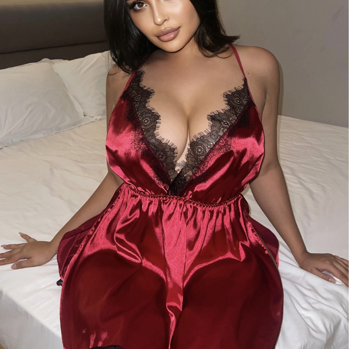 See-through suspender dress