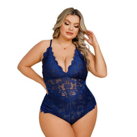 Thumbnail for Mesh lace deep V see-through dress