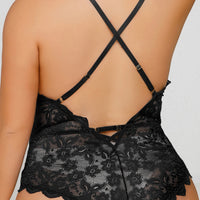 Thumbnail for French lace halterneck crotchless one-piece bra