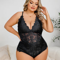 Thumbnail for French lace halterneck crotchless one-piece bra