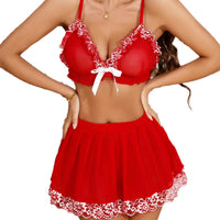 Thumbnail for Faja Luxe Printed lace bra and skirt set