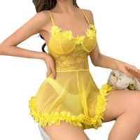 Thumbnail for Lace semi-transparent three-dimensional flower lace jumpsuit skirt