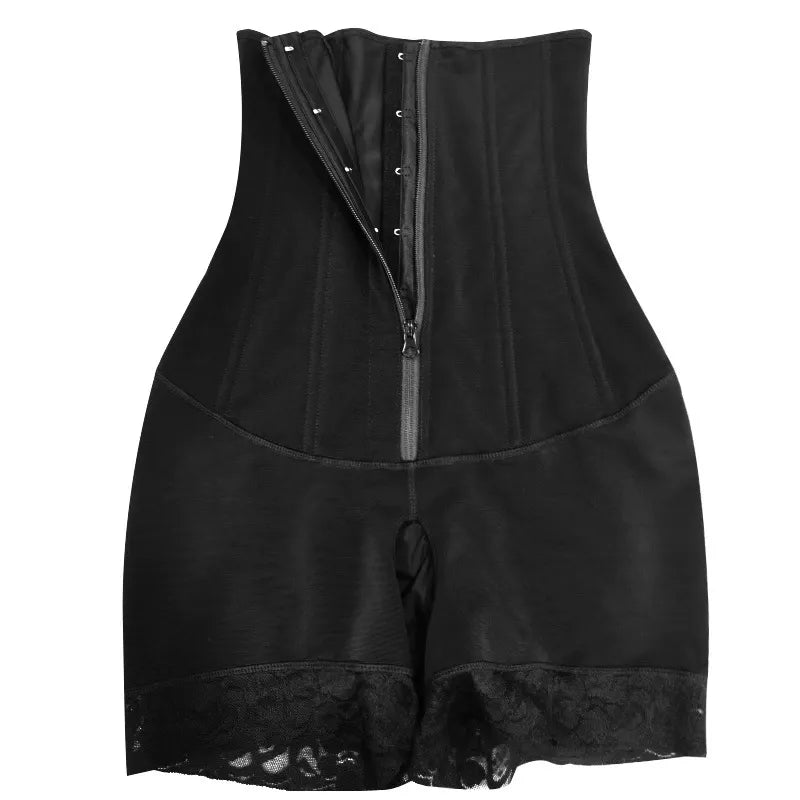 Buttoned crotch-cinched hip-lifting pants