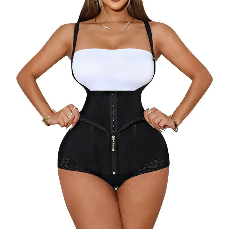 Lace Front Zipper Open Bust Hip Lift Body Shaper