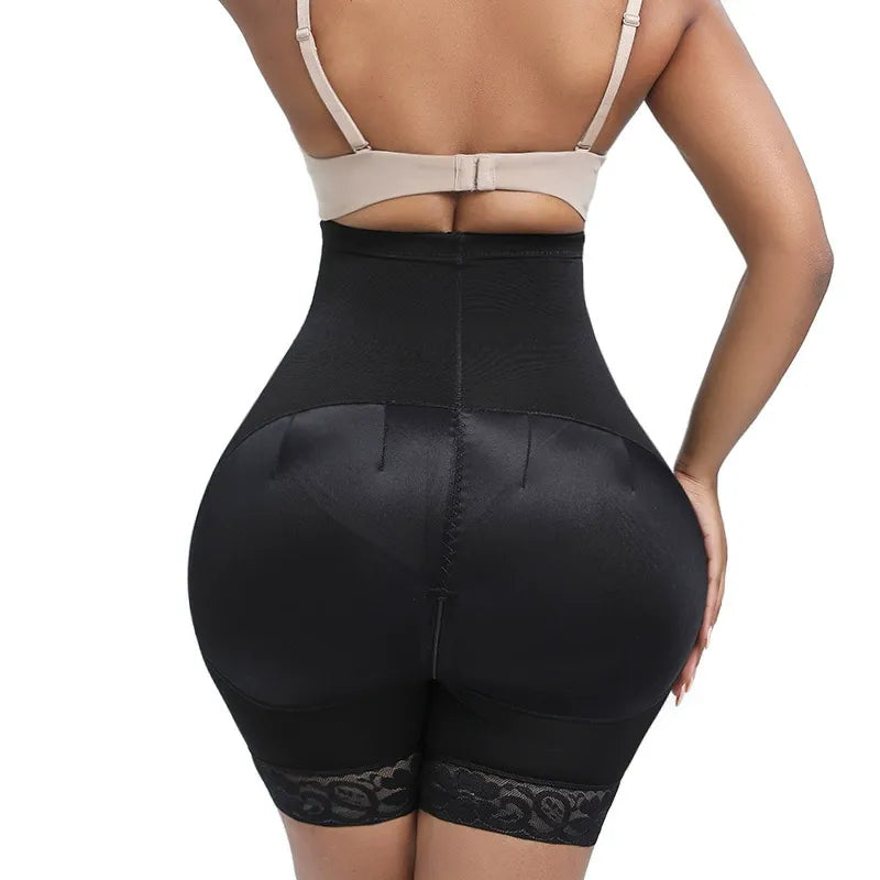 Zipper hip-lifting pants with double layer compression