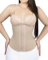 Thumbnail for Seamless Satin 18 Steel Bone Corset Vest Lace Cups Bustier Top