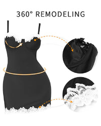 Thumbnail for Women's Lace Trim Slip Underwire Tummy Control Slimming Shapewear Dresses